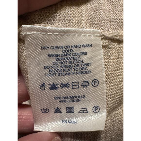 Land's End Lightweight Sweater Cream Tan Long Sleeve Cotton Linen Plus Sz 3X - Picture 6 of 9